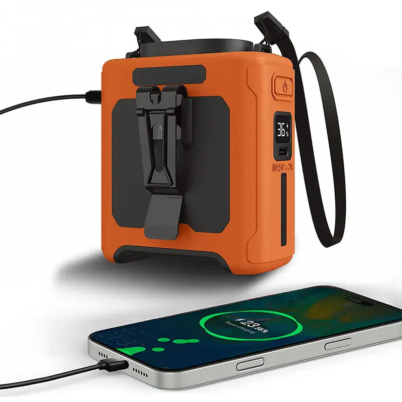 10,000mAh Wearable Neck Fan with 5 Speed Settings and LED Light - Ideal for Outdoor Jobs, Travel, and Camping with 40 Hours of Hands-Free Use