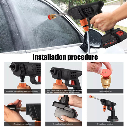 Portable Cordless High-Pressure Electric Water Spray Gun for Automotive Cleaning