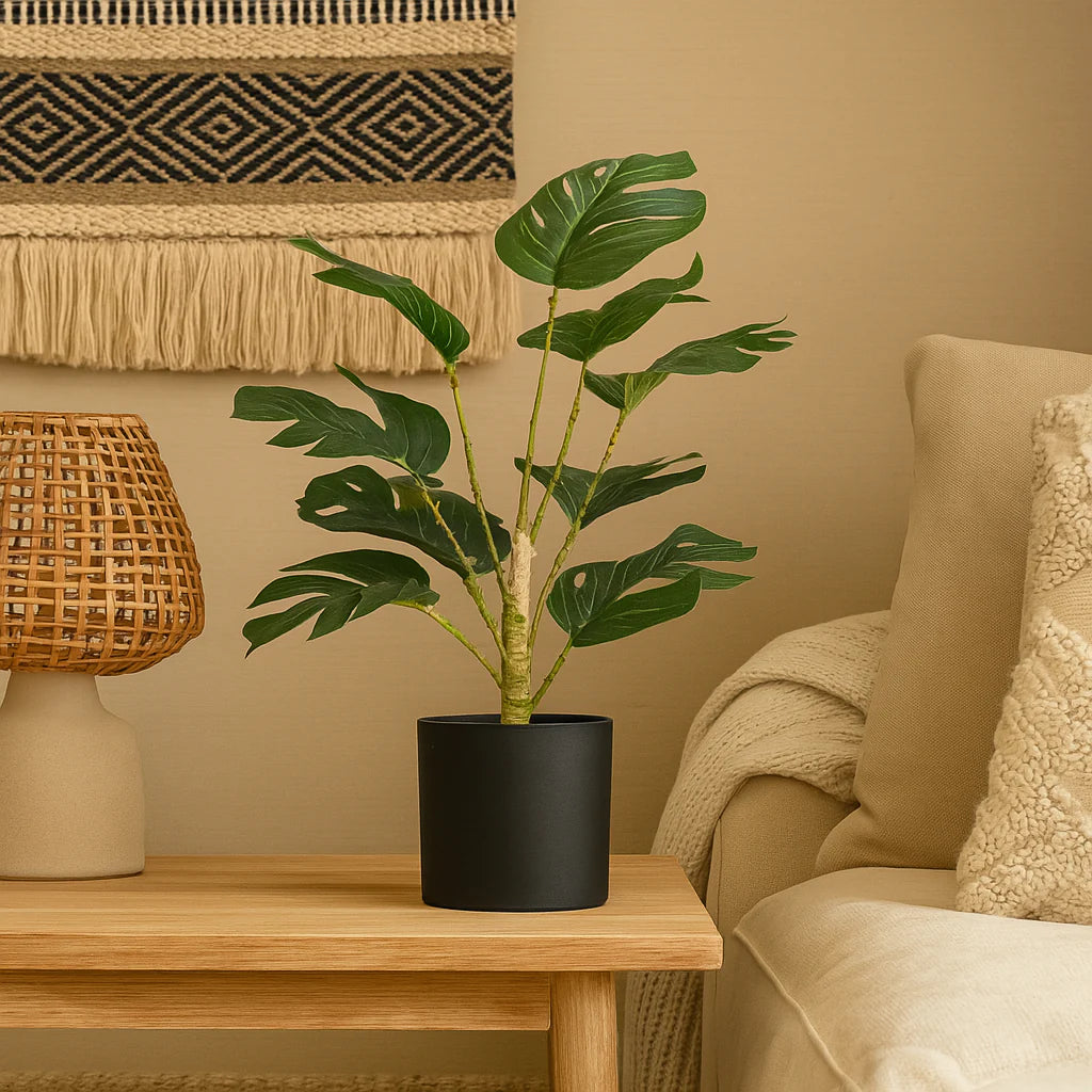 Artificial Monstera Plant with Integrated Fairy Lights