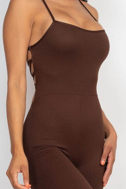 Criss-Cross Back Detail Bodycon Jumpsuit