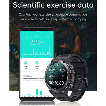 K56Pro Men's Smart Watch with Heart Rate Monitoring, Bluetooth Connectivity, 400mAh Long Battery Life, 1.39-Inch HD Display, Ideal for Outdoor Sports