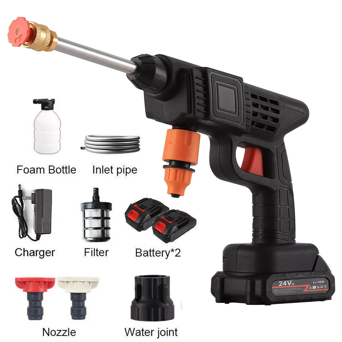 Portable Cordless High-Pressure Electric Water Spray Gun for Automotive Cleaning
