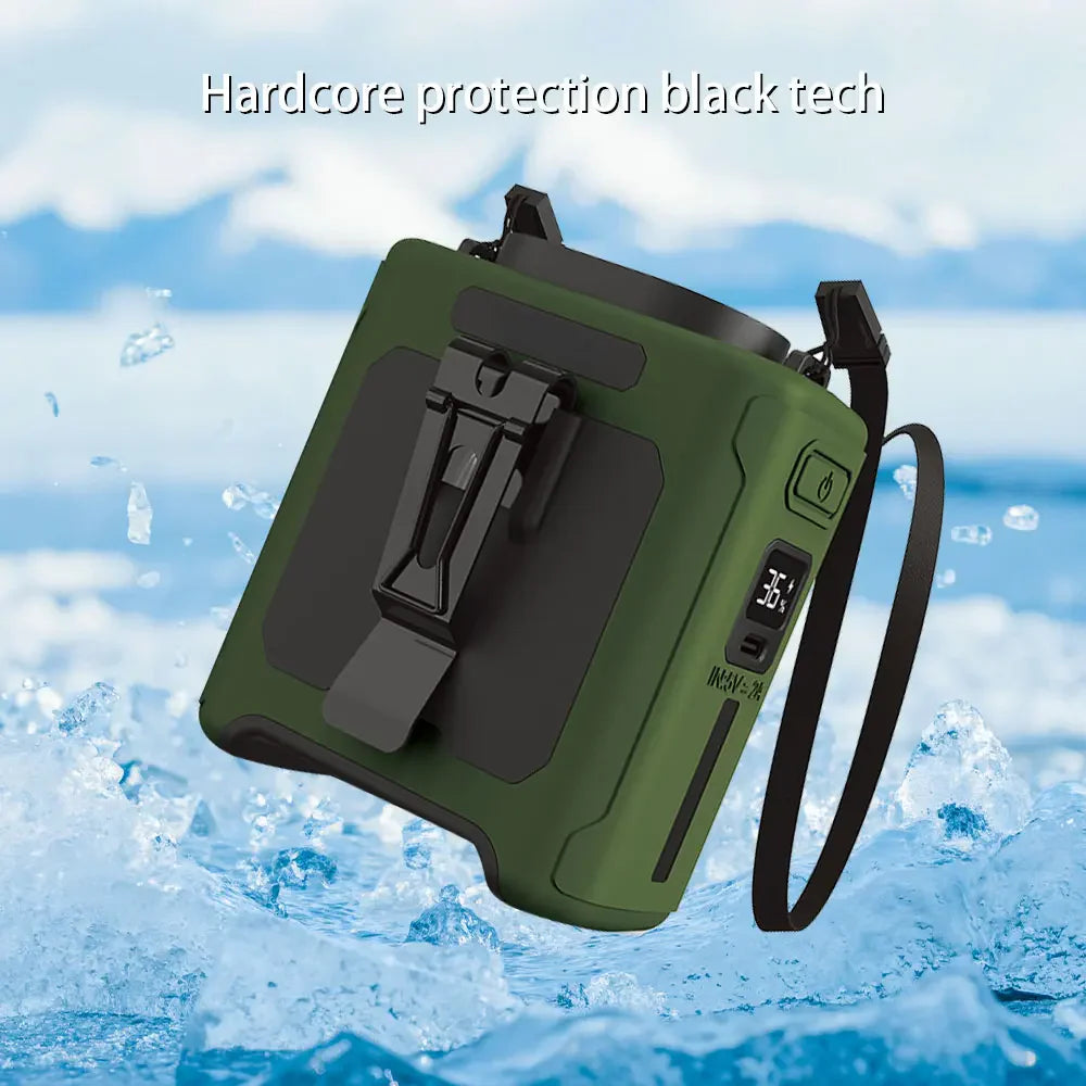 10,000mAh Wearable Neck Fan with 5 Speed Settings and LED Light - Ideal for Outdoor Jobs, Travel, and Camping with 40 Hours of Hands-Free Use