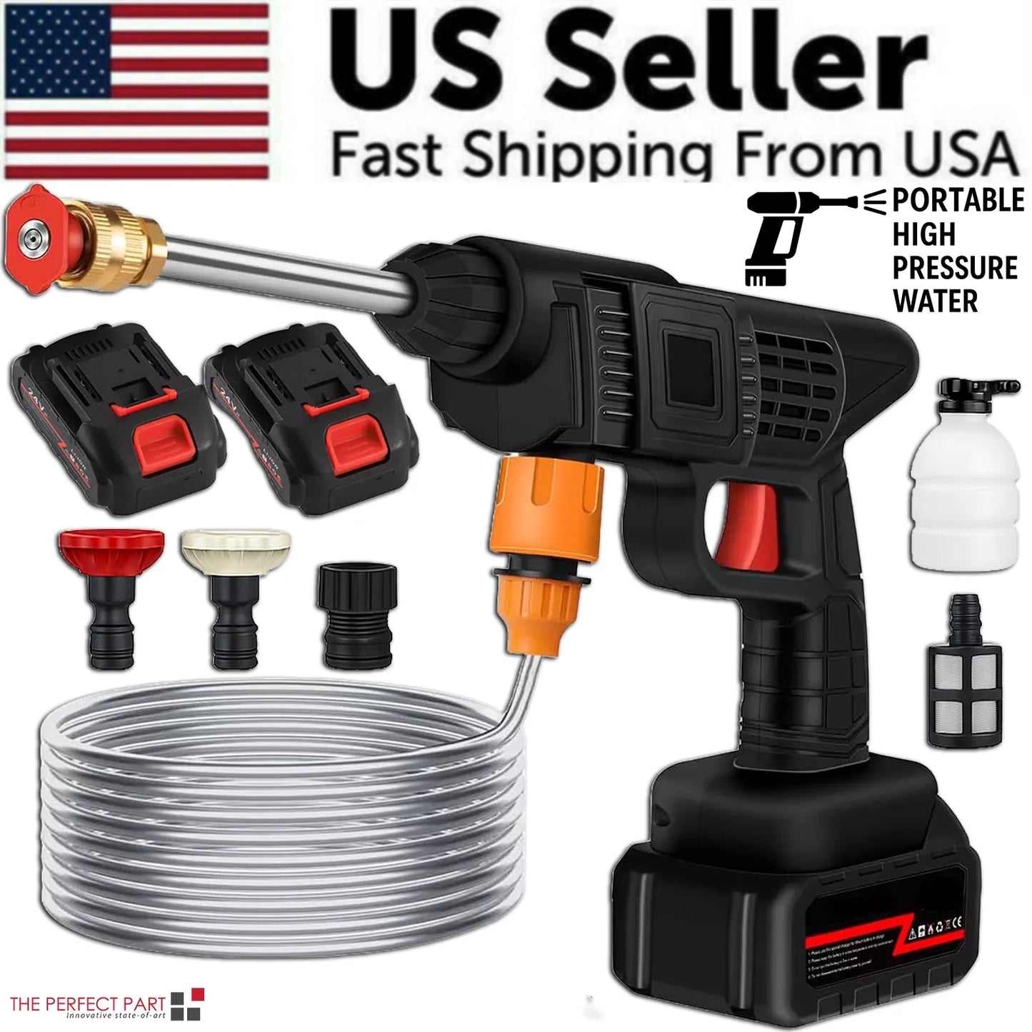 Portable Cordless High-Pressure Electric Water Spray Gun for Automotive Cleaning