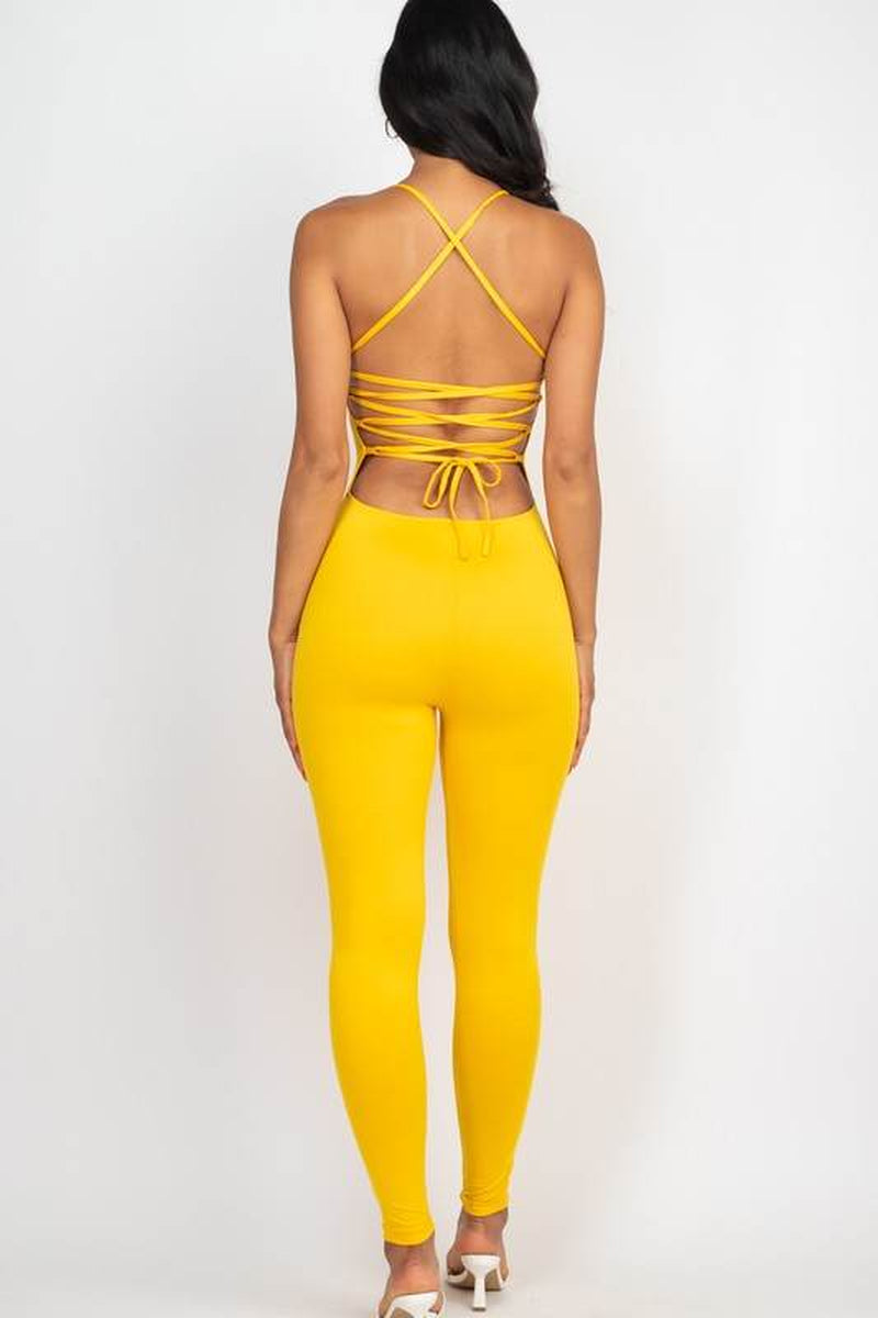 Criss-Cross Back Detail Bodycon Jumpsuit