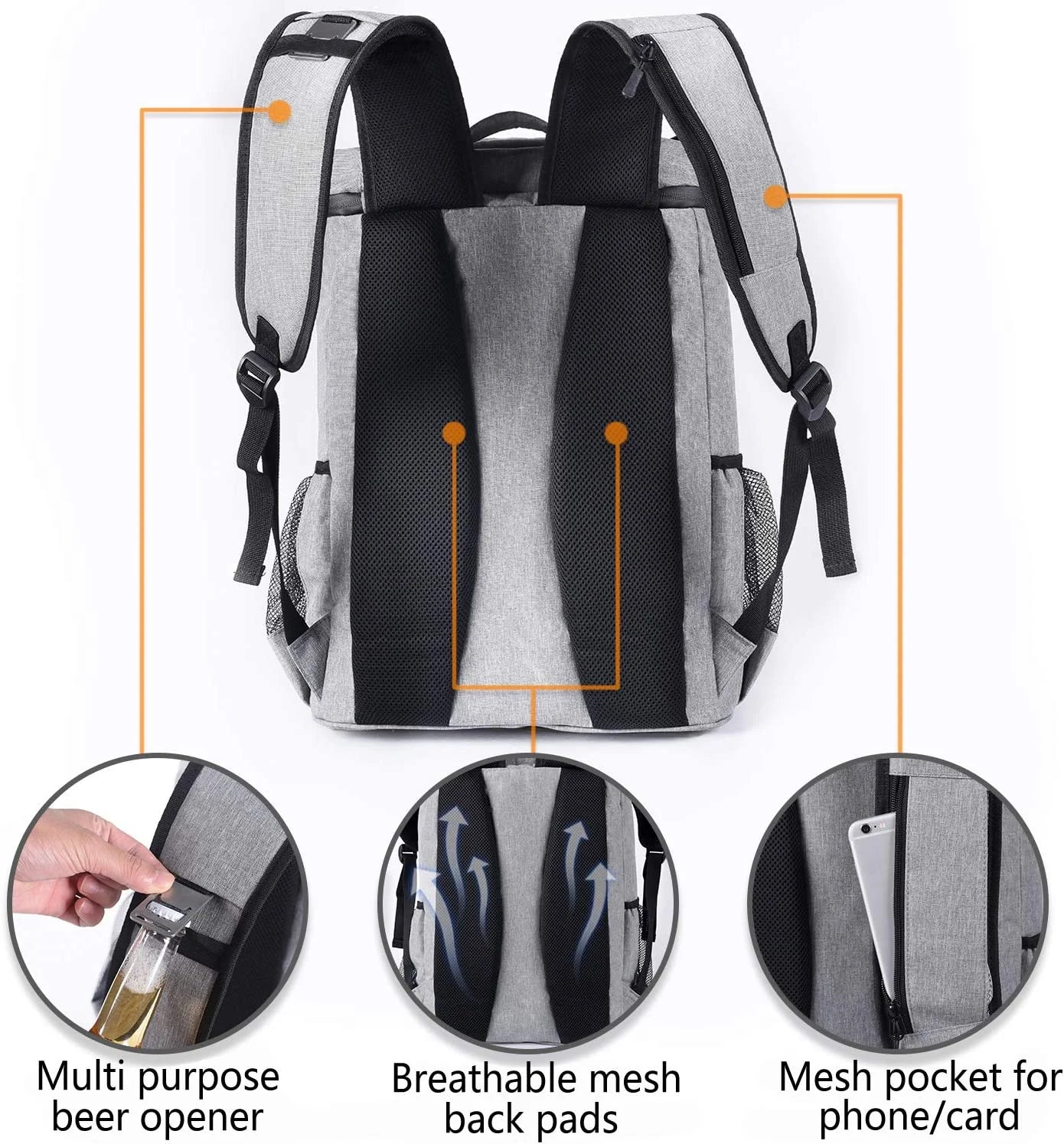 Insulated Waterproof Backpack Cooler Bag - Lightweight Soft Cooler for Men and Women, Ideal for Work, Lunch, Picnics, Camping, and Hiking, Holds 30 Cans