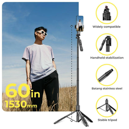 Professional Phone Tripod and Selfie Stick with Remote Control and 3W LED Light - Universal Mount for iPhone, Android, and GoPro Recording & Streaming