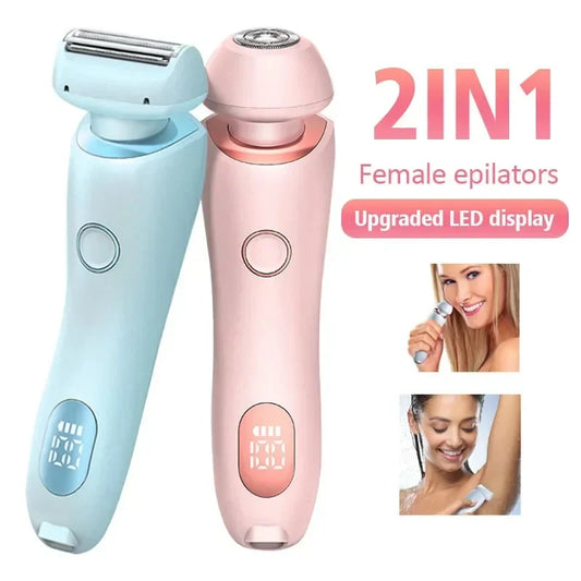 2-in-1 USB Rechargeable Hair Removal and Epilation Device for Smooth Shaving of Face, Body, and Bikini Areas