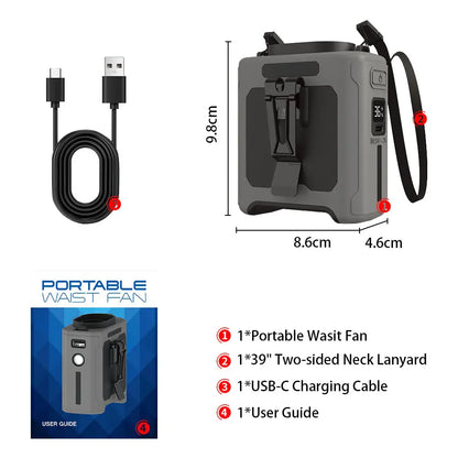 10,000mAh Wearable Neck Fan with 5 Speed Settings and LED Light - Ideal for Outdoor Jobs, Travel, and Camping with 40 Hours of Hands-Free Use