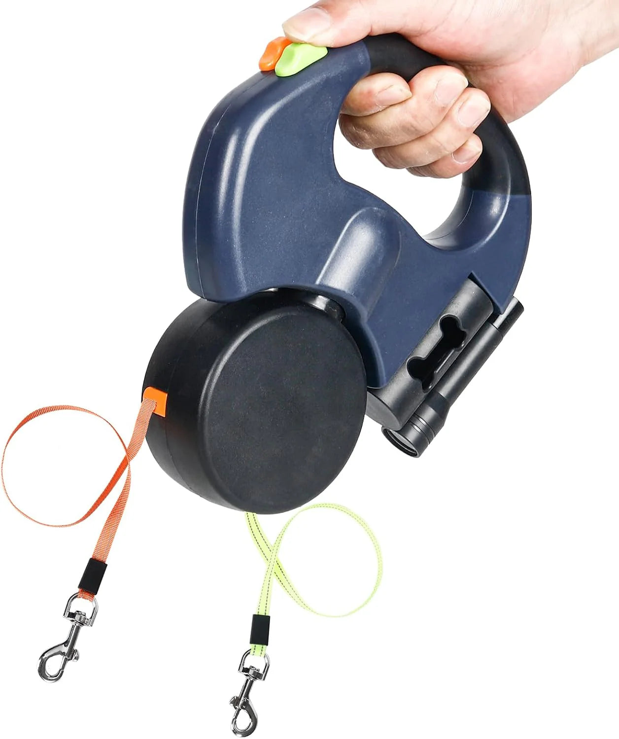 Dual Pet Retractable Leash with Reflective Features and 360-Degree Swivel for Double Dog Walking