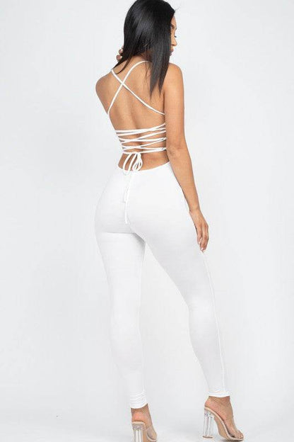 Criss-Cross Back Detail Bodycon Jumpsuit