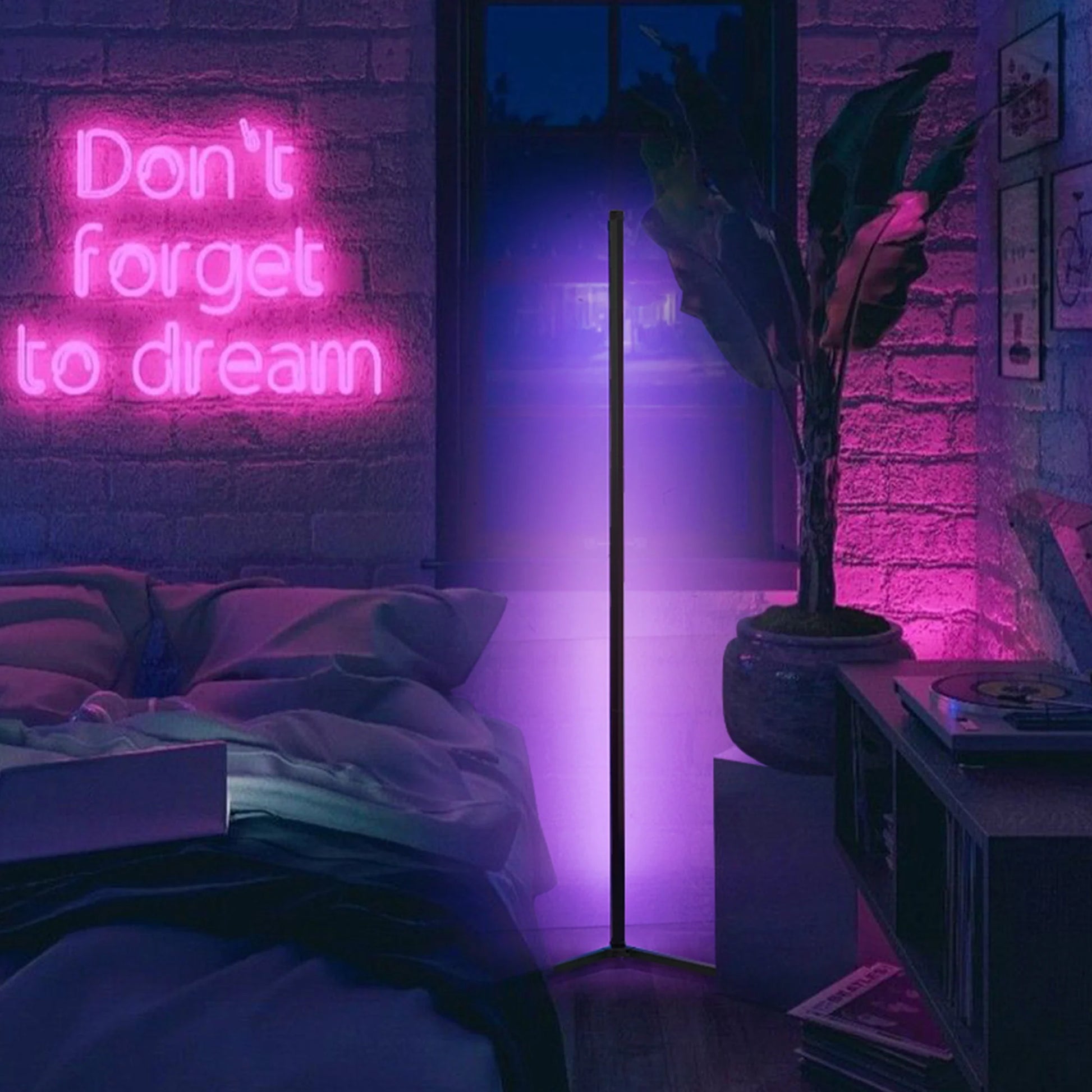 RGB Corner Floor Lamp with App Support and Music Synchronization