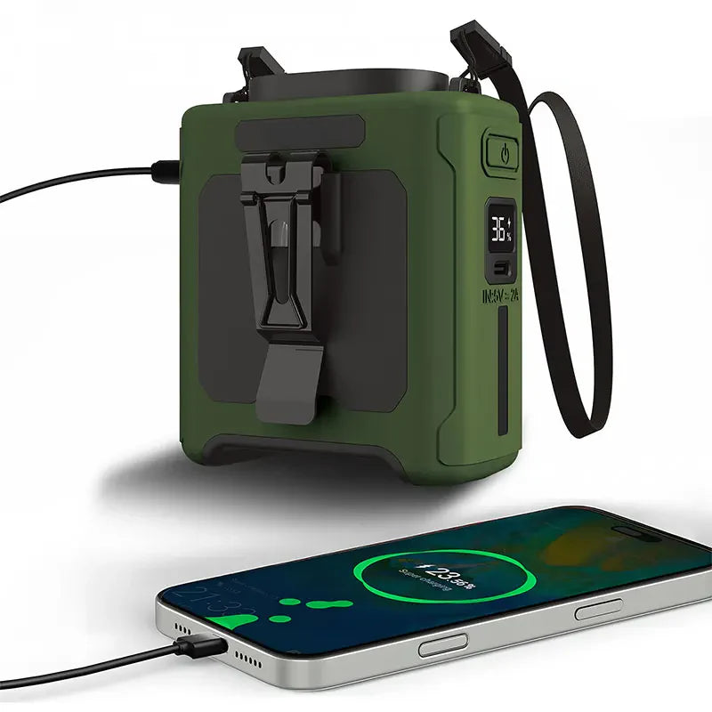 10,000mAh Wearable Neck Fan with 5 Speed Settings and LED Light - Ideal for Outdoor Jobs, Travel, and Camping with 40 Hours of Hands-Free Use