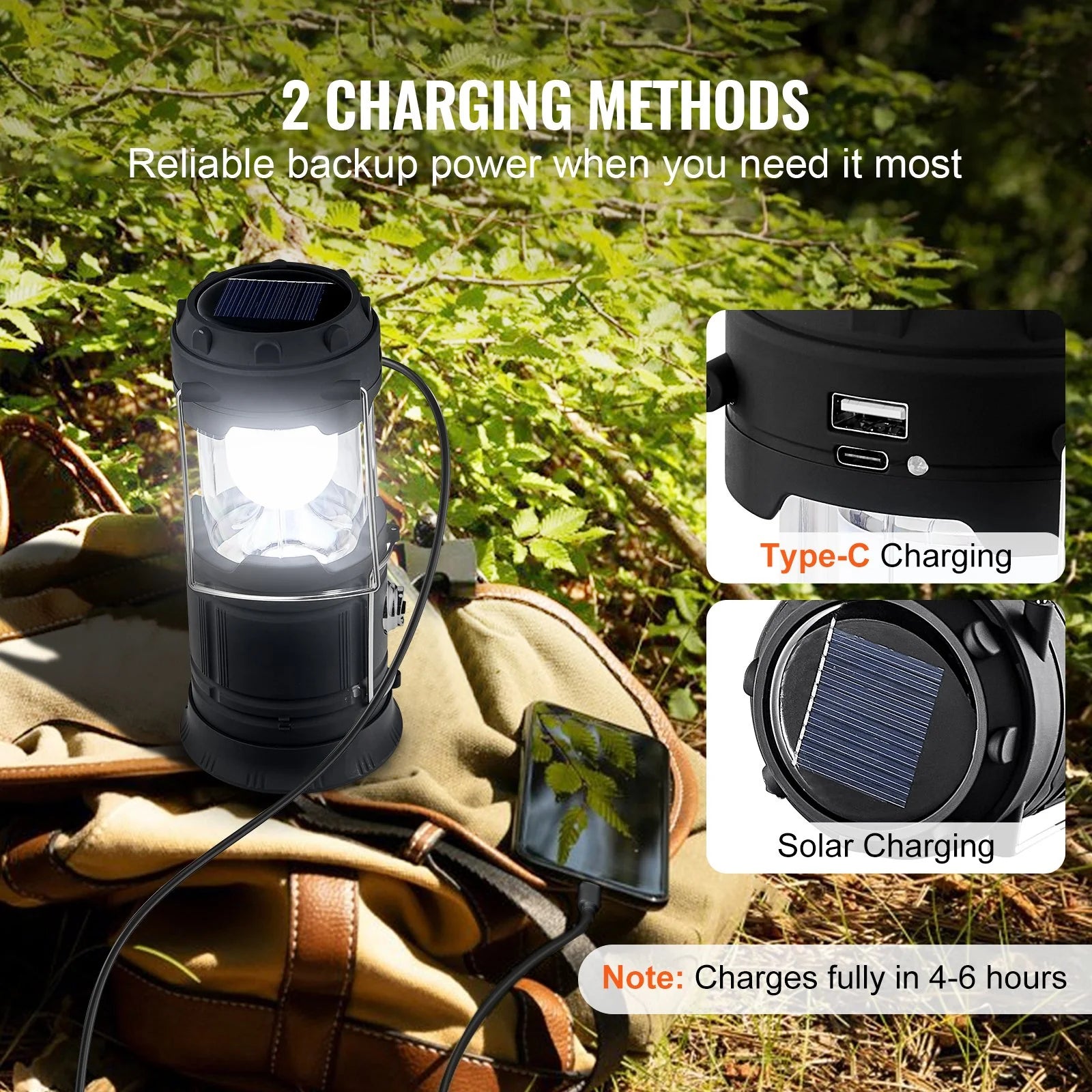 Portable Rechargeable LED Camping Lanterns with Battery Bank Function - Set of 4