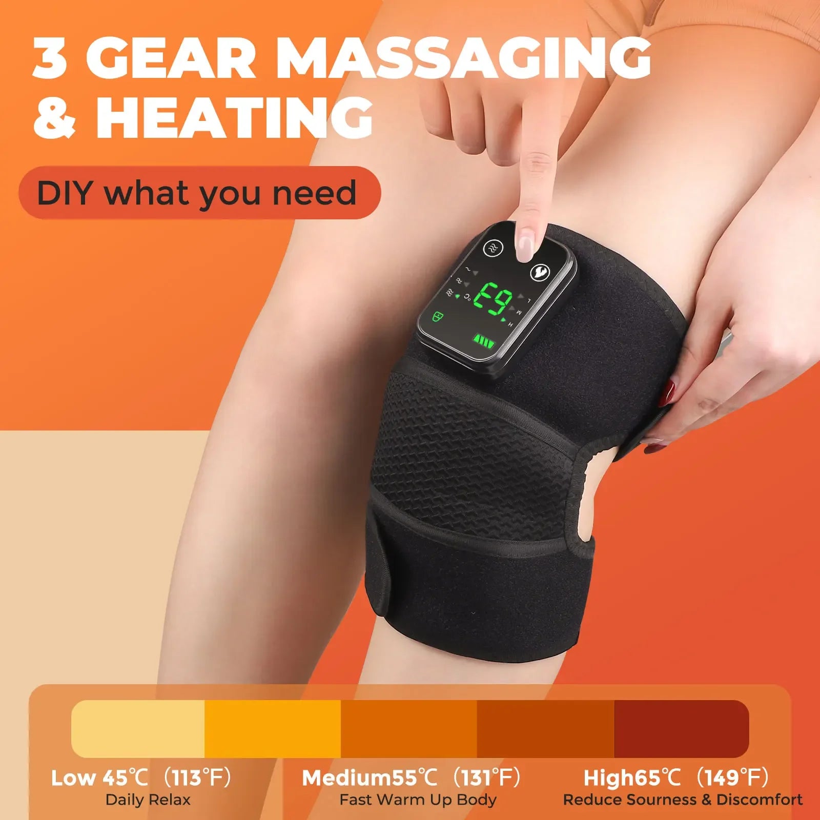 3-in-1 Electric Heated Vibration Massage Pad for Knee, Shoulder, and Elbow Pain Relief with Hot Compress Therapy
