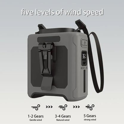 10,000mAh Wearable Neck Fan with 5 Speed Settings and LED Light - Ideal for Outdoor Jobs, Travel, and Camping with 40 Hours of Hands-Free Use