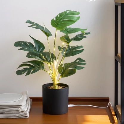 Artificial Monstera Plant with Integrated Fairy Lights