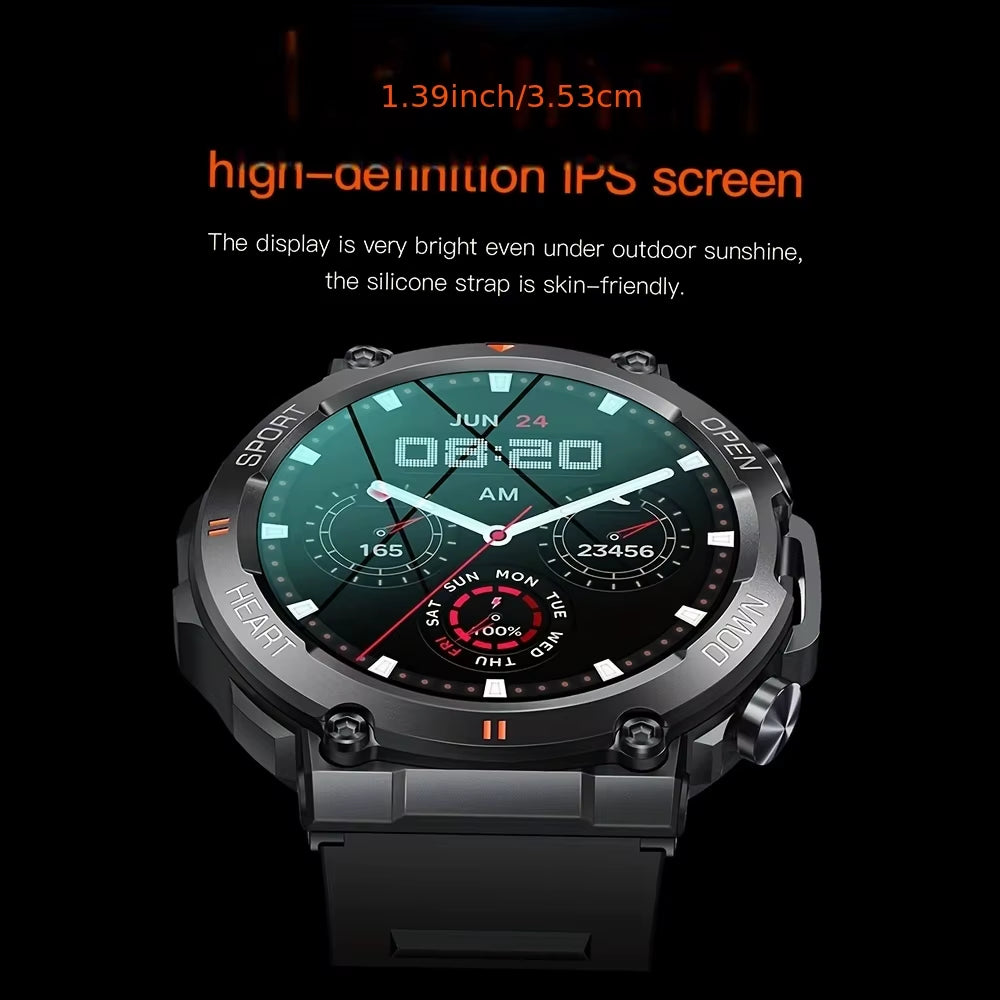 K56Pro Men's Smart Watch with Heart Rate Monitoring, Bluetooth Connectivity, 400mAh Long Battery Life, 1.39-Inch HD Display, Ideal for Outdoor Sports