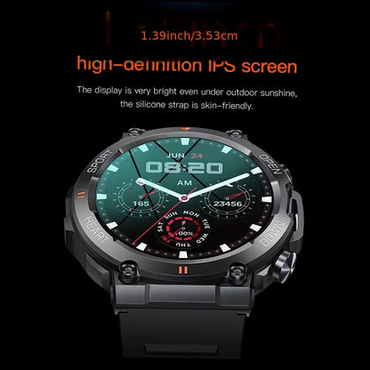 K56Pro Men's Smart Watch with Heart Rate Monitoring, Bluetooth Connectivity, 400mAh Long Battery Life, 1.39-Inch HD Display, Ideal for Outdoor Sports