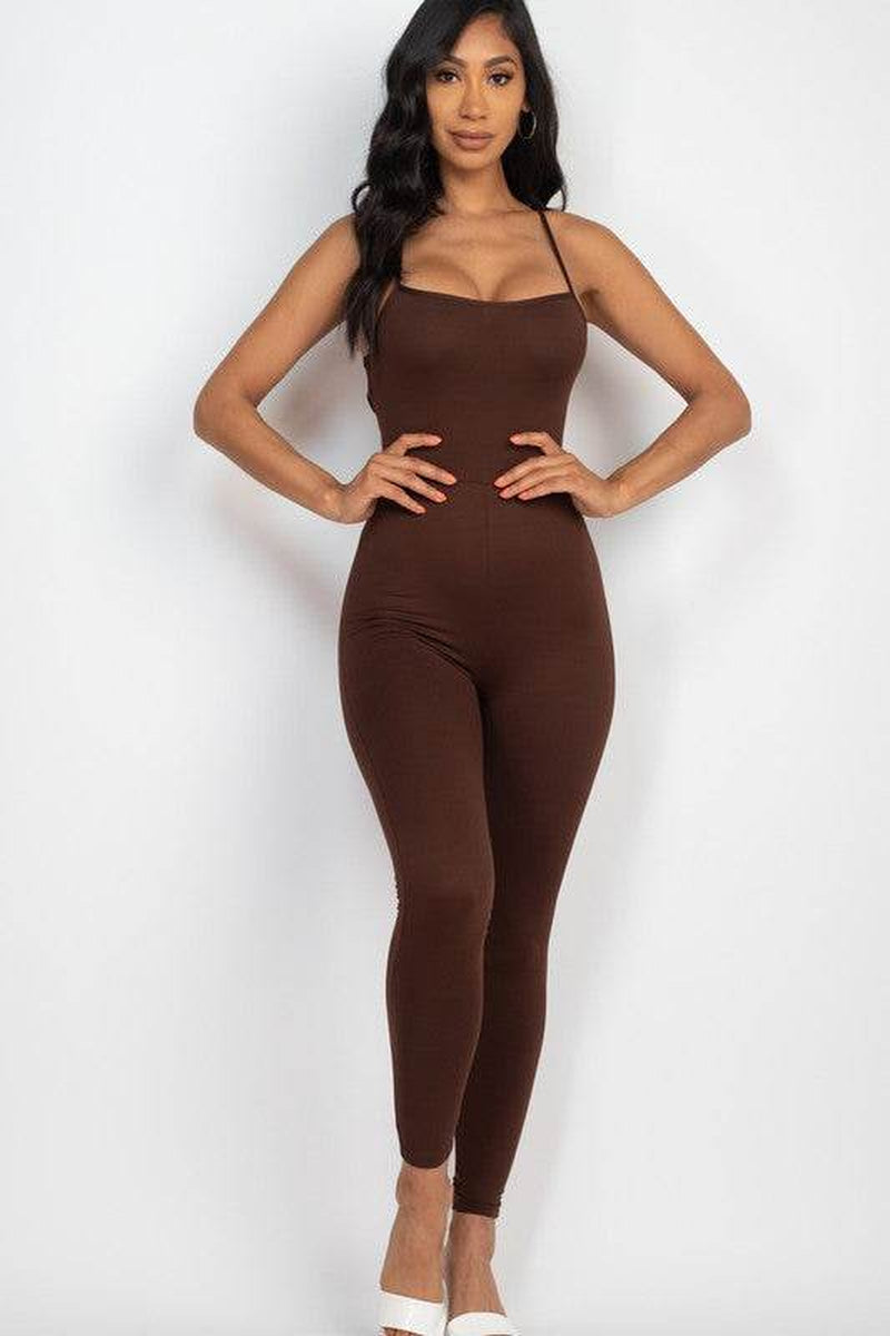 Criss-Cross Back Detail Bodycon Jumpsuit
