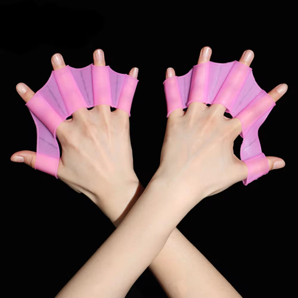 Professional Silicone Swimming Fins and Webbed Gloves for Men, Women, and Children - Training Paddles for Enhanced Performance in Pool Sports