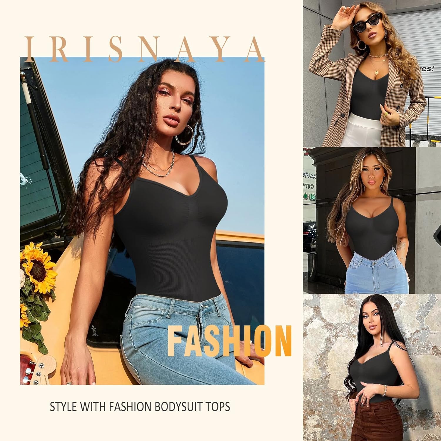 Women Slimming Bodysuits Shapewear Tops Tummy Control Body Shaper Spaghetti Strap Camisole Leotards Bodycon Jumpsuit