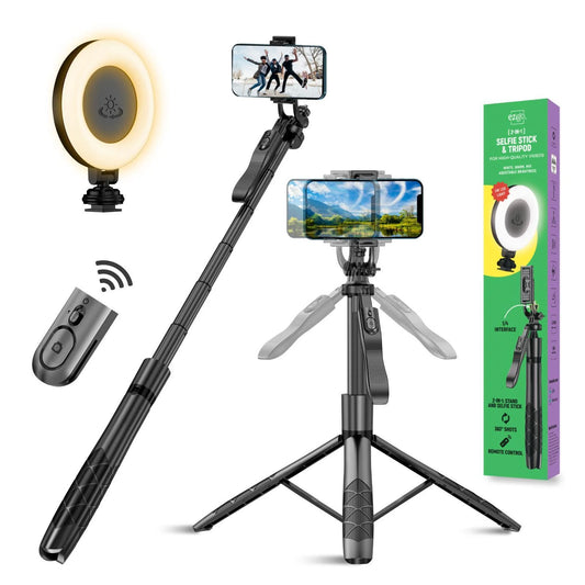 Professional Phone Tripod and Selfie Stick with Remote Control and 3W LED Light - Universal Mount for iPhone, Android, and GoPro Recording & Streaming