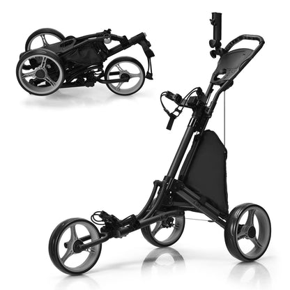 3 Wheel Golf Push Pull Cart with Adjustable Height Handle