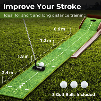 Golf Putting Mat Training Aid with Auto Ball Return and 3 Balls