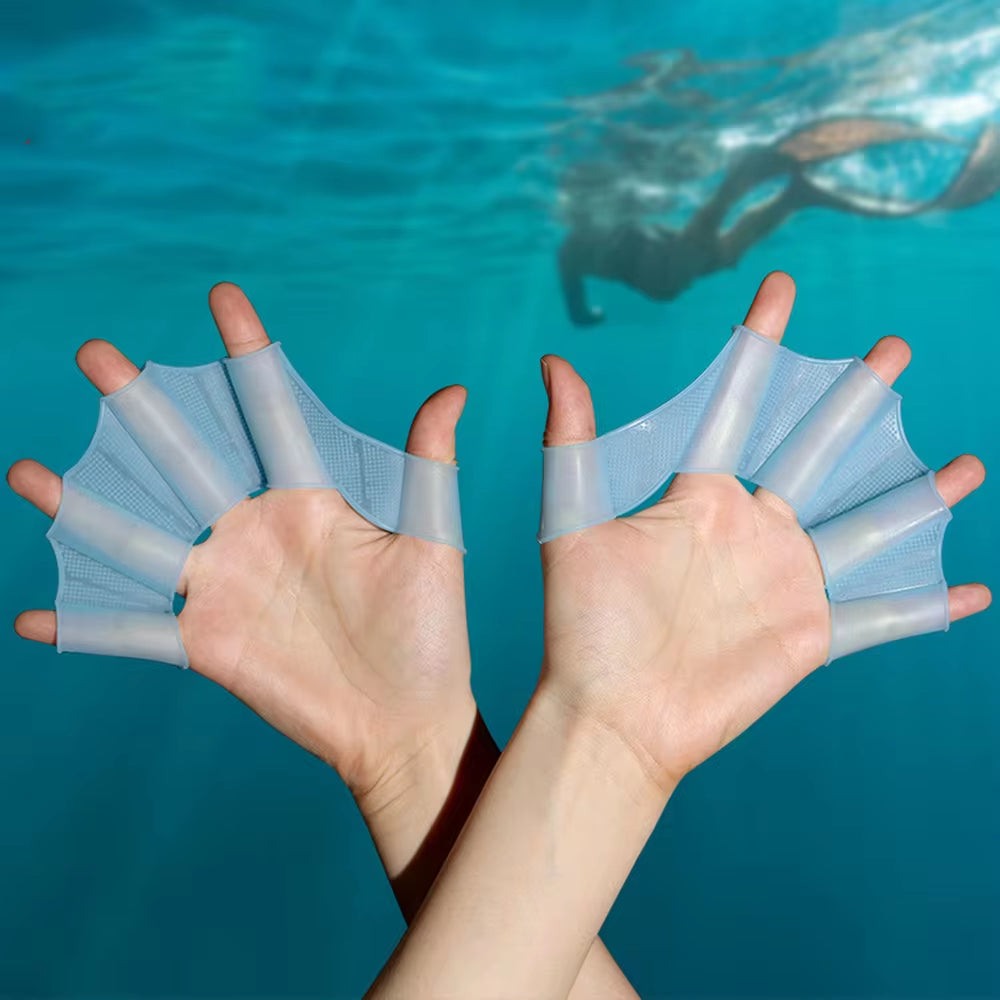 Professional Silicone Swimming Fins and Webbed Gloves for Men, Women, and Children - Training Paddles for Enhanced Performance in Pool Sports