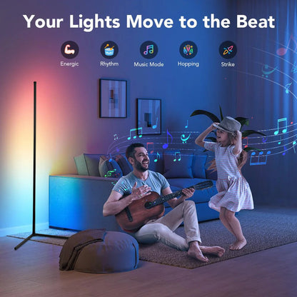 RGB Corner Floor Lamp with App Support and Music Synchronization