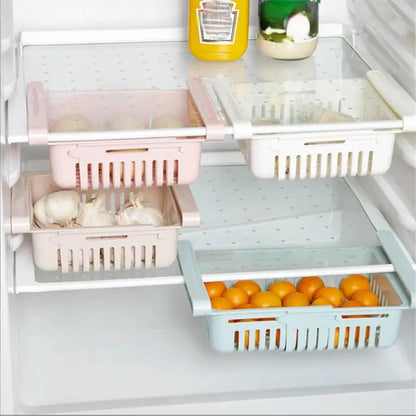 1Pc Refrigerator Storage Basket Flexible Expandable Fridge Organizer Drawer Storage Rack Storage Fresh Box Freezer Box Storage