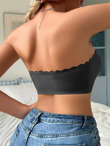 Women'S Solid / Leopard Print Strapless Bra, Wireless Push up Bra, Basic Casual Comfortable Breathable Scallop Trim Hook & Eye Front Bralette, Pastel Lingerie for All Seasons, Light Womenswear, Lady Bra Pack, Underwear