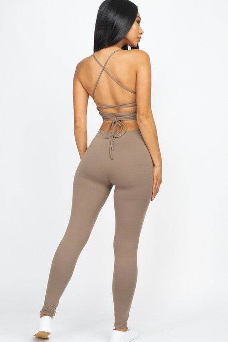 Criss-Cross Back Detail Bodycon Jumpsuit