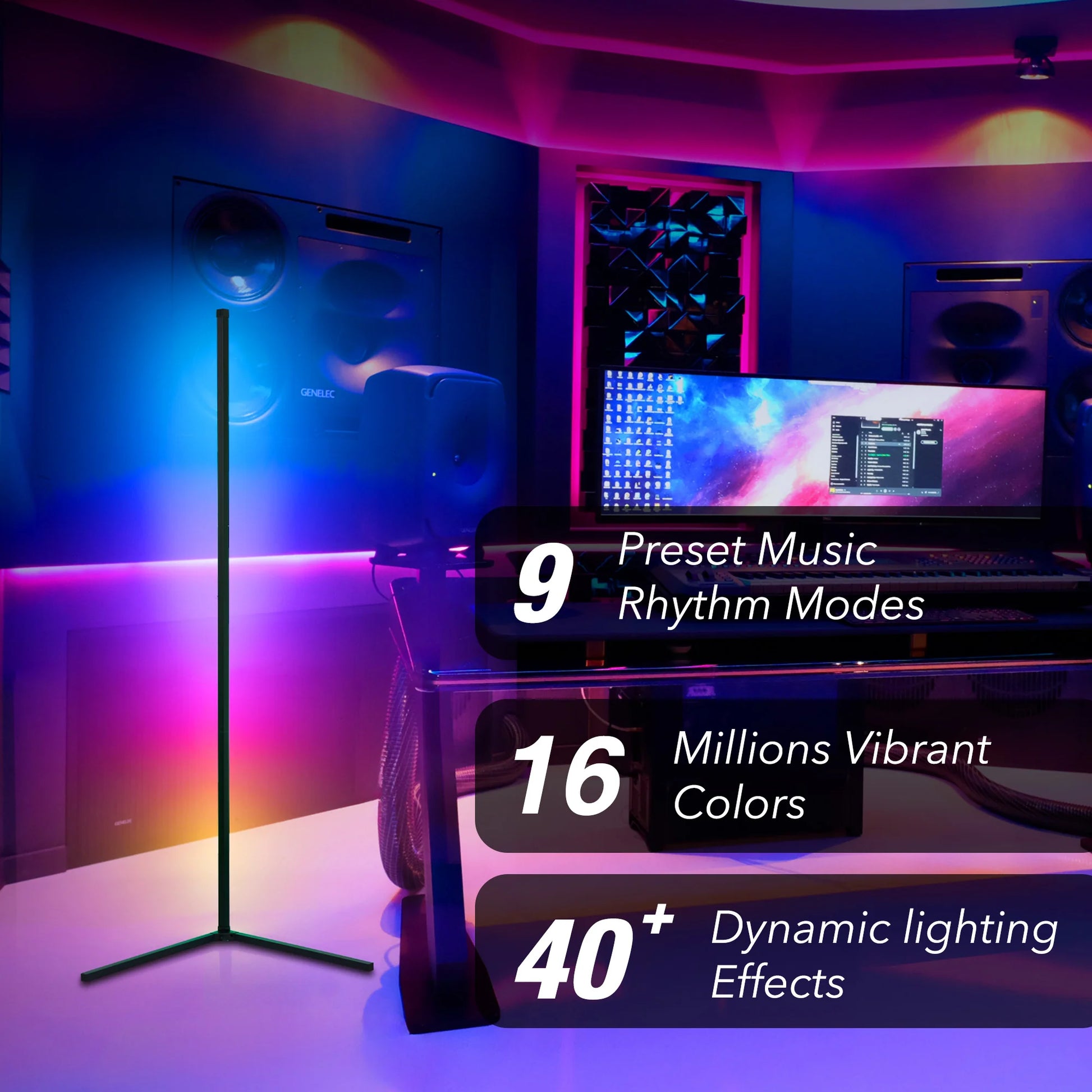 RGB Corner Floor Lamp with App Support and Music Synchronization